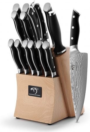 Kitchen Damascus Knife Set 15-Piece