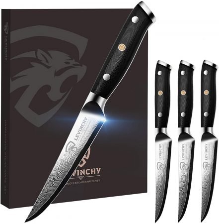 LEVINCHY Damascus Steak Knife Set