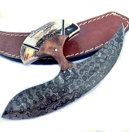 Handmade Traditional Ulu Knife with Damascus Steel Blade